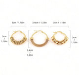 BLING 3Pairs Vintage Mini Hoops Stainless Earrings Set