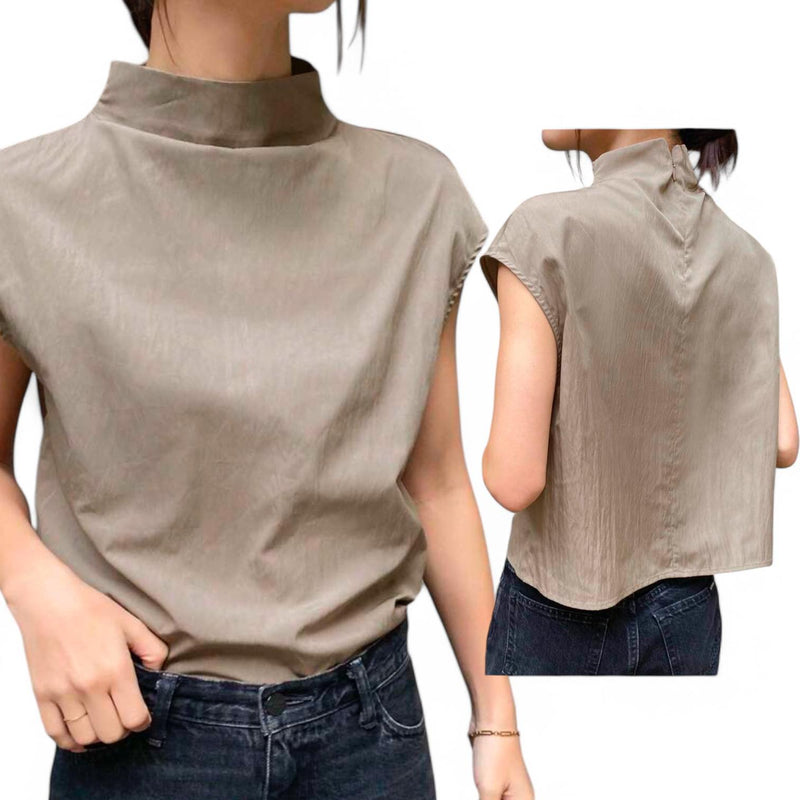 GBOSS Woven Mock Neck Work Wear Top