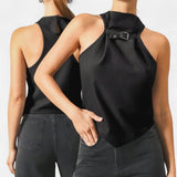 GBOSS Belted Halter Woven Vest Top