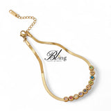 BLING Colorful Rhinestone Stainless Steel Anklet