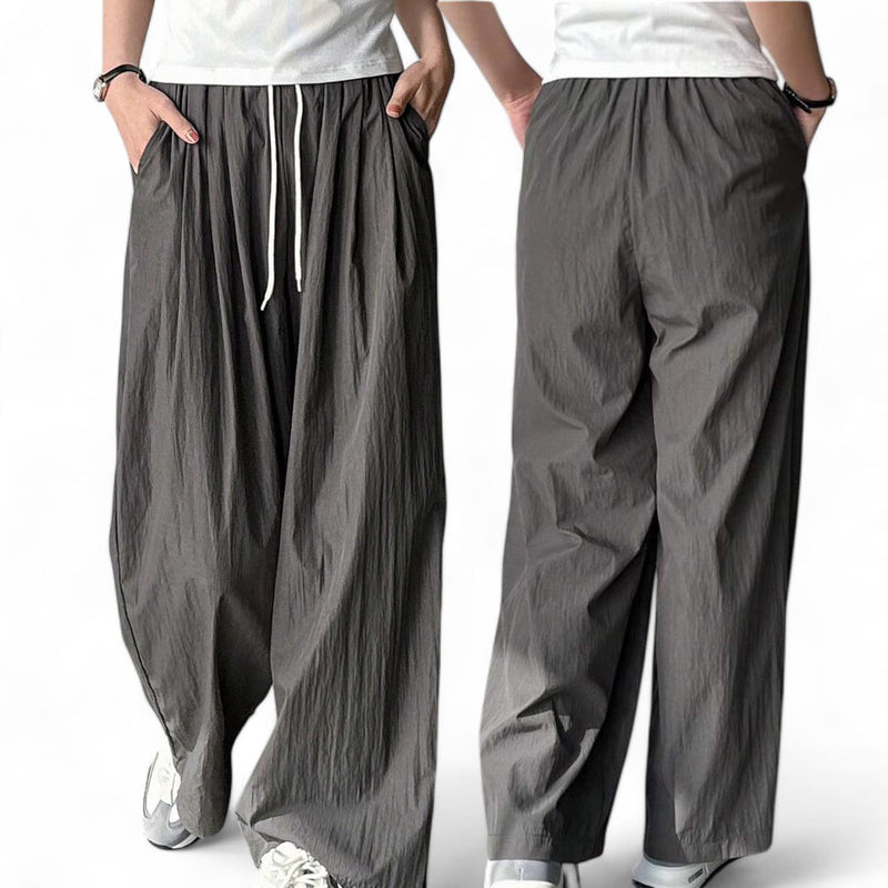 BLK Woven Wide Leg Drawstring Pants with Pockets