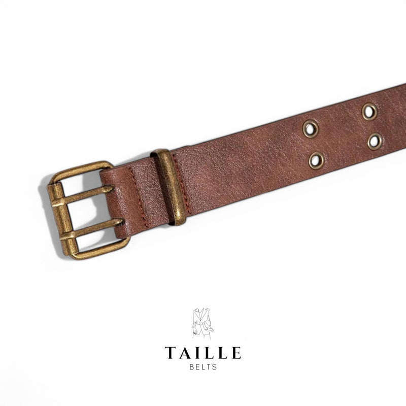 TAILLE Boho Vintage Double Row Punched Holes Belt