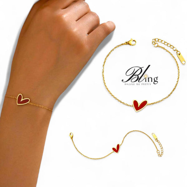 BLING Heart Minimalist 18k Gold Plated Chain Bracelet