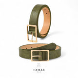 TAILLE Colored Leather Gold Buckle Dressy Leather Belt