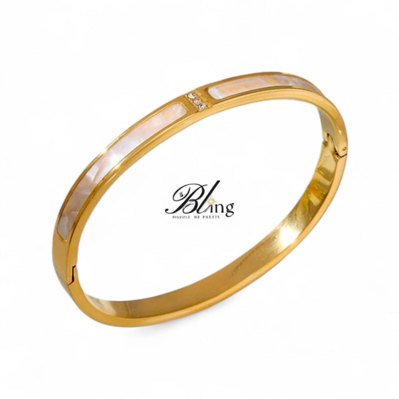 BLING Pearl Stainless Steel Minimalist Bangle Bracelet