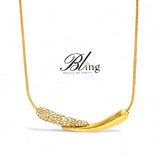 BLING Teardrop Bespoke Rhinestone Minimalist Gold Chain Necklace 18k Gold Plated