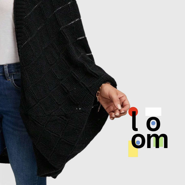 LOOM Pointelle Loose Knitted Plus Size Long Sleeve Open Sweater Cardigan