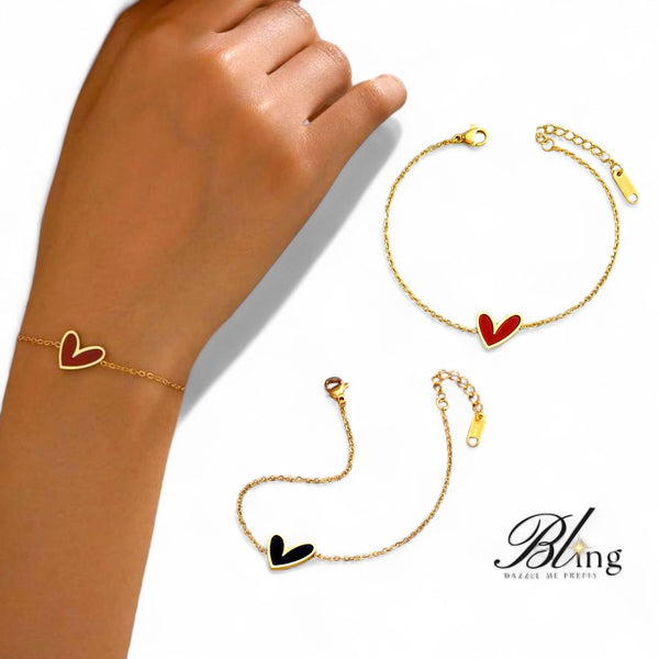 BLING Heart Minimalist 18k Gold Plated Chain Bracelet