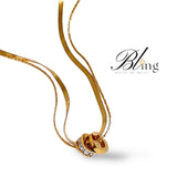 BLING Rings Pendant w Rhinestone Snake Chain Layered Necklace