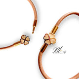 BLING 18k Plated Four-Leaf Clover Cowhide Leather Bracelet