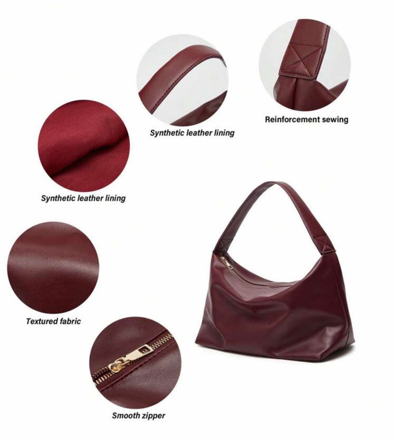 BOLSO Timeless Burgundy Soft Leather Commuters Hobo Bag