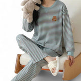 SWEET DREAMS Cute Stripes Long Sleeve Top & Pants Lounge Pajama Set