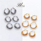 BLING 3Pairs Vintage Mini Hoops Stainless Earrings Set