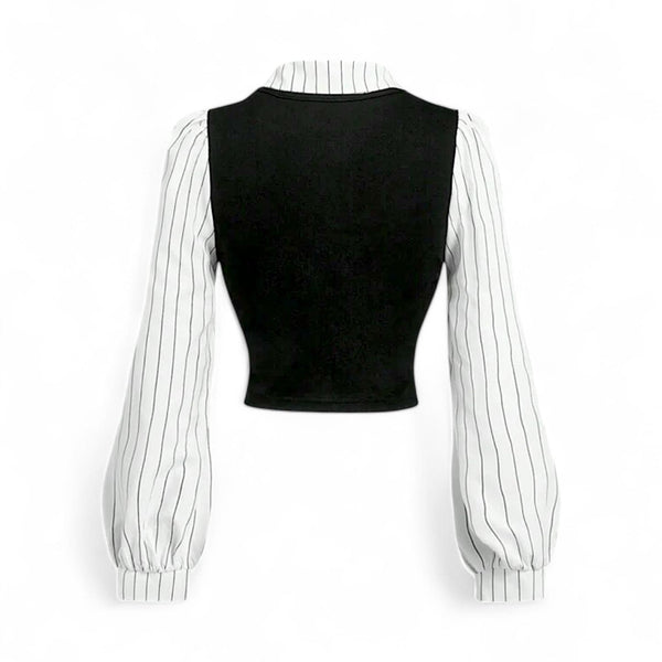 GBOSS Layered Look Stripe Shirt w Vest One Piece Top