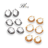 BLING 3Pairs Vintage Mini Hoops Stainless Earrings Set