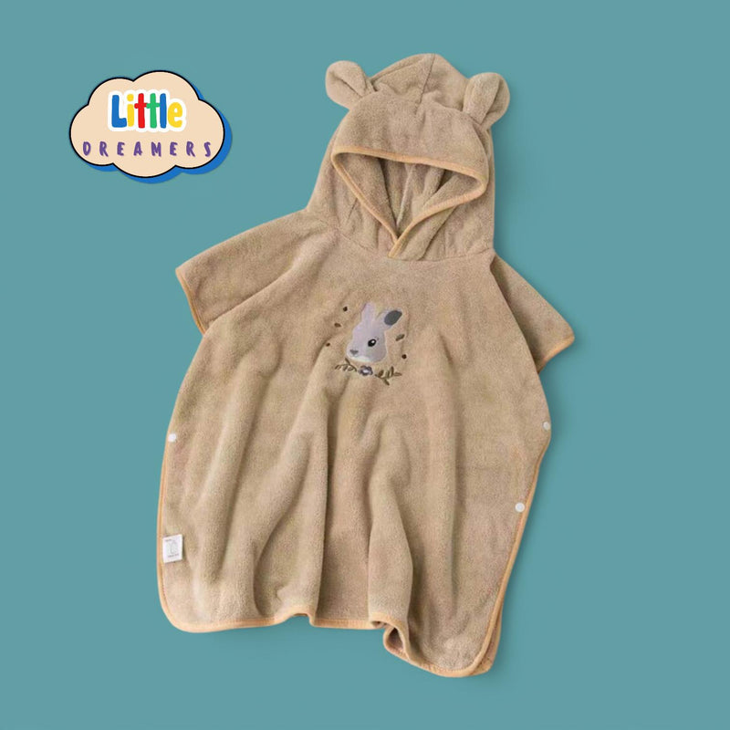 LITTLE DREAMERS Soft Fluffy Quick Dry Hooded Bath Towel Robe for Kids