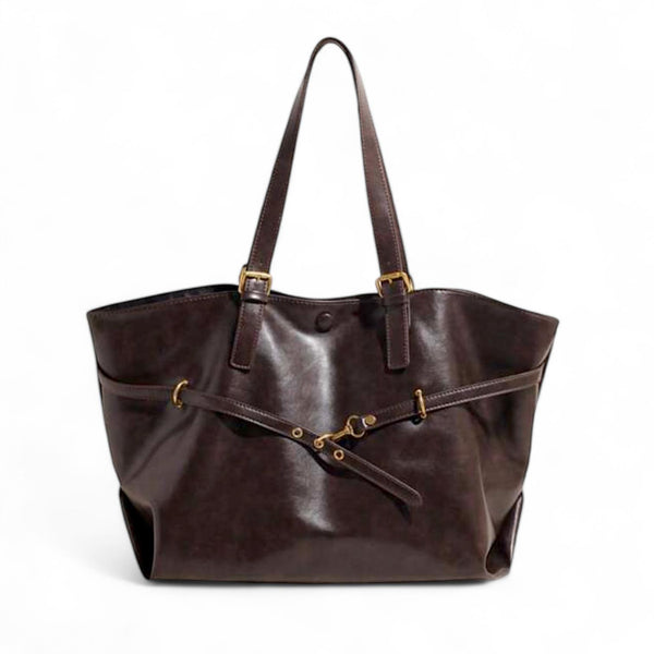 BOLSO Vintage Large Leather Commuter Tote Bag