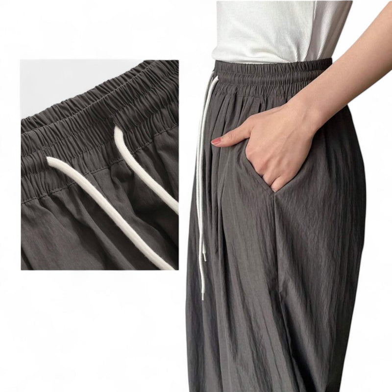 BLK Woven Wide Leg Drawstring Pants with Pockets