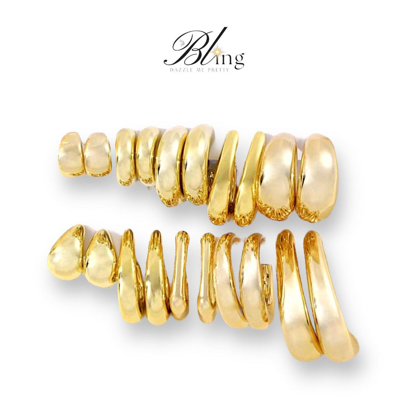 BLING 10Pairs Geometric Gold Stud Earrings Set