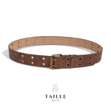 TAILLE Boho Vintage Double Row Punched Holes Belt