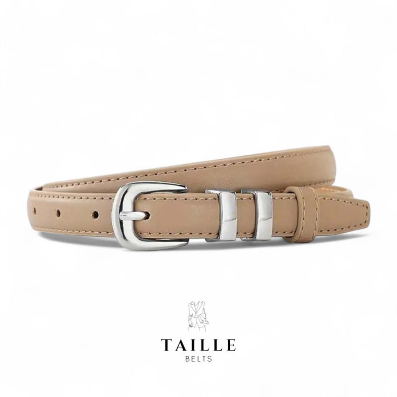 TAILLE Silver Buckle Decor Classic Slim Belt