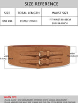 TAILLE Wide Suede with Elastic Back Double Buckle Obi Belt