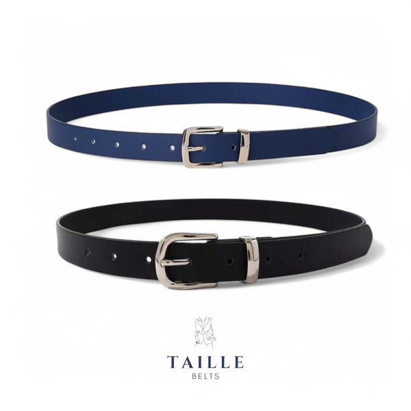 TAILLE Classic Silver Buckle Slim Belt