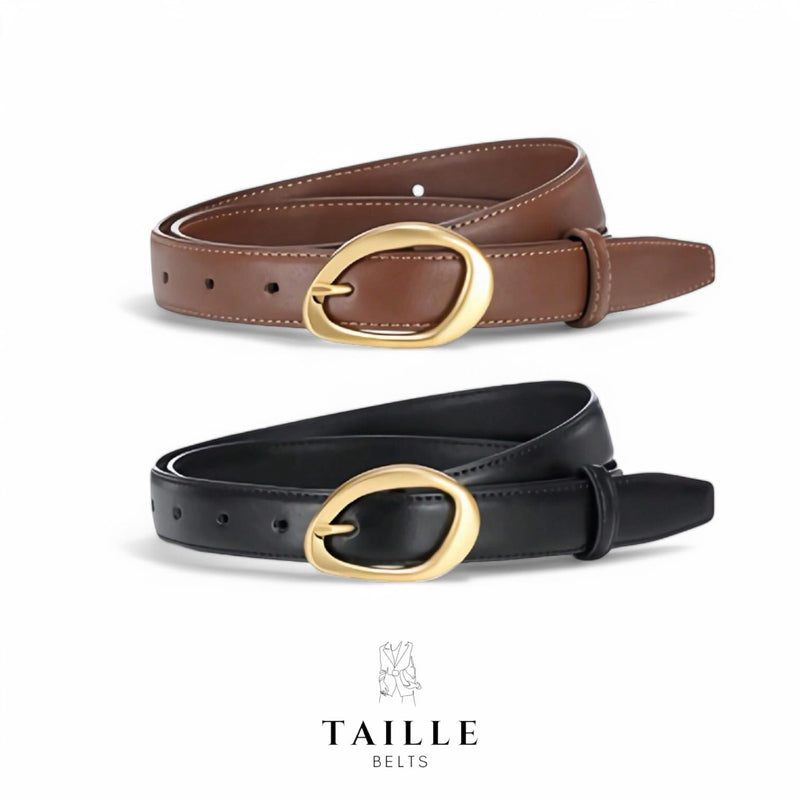 TAILLE 2pc Set Bespoke Buckle Classic Leather Belt