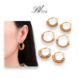 BLING 3Pairs Vintage Mini Hoops Stainless Earrings Set