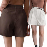 GBOSS Twill High Waist Pockets Pleated Shorts