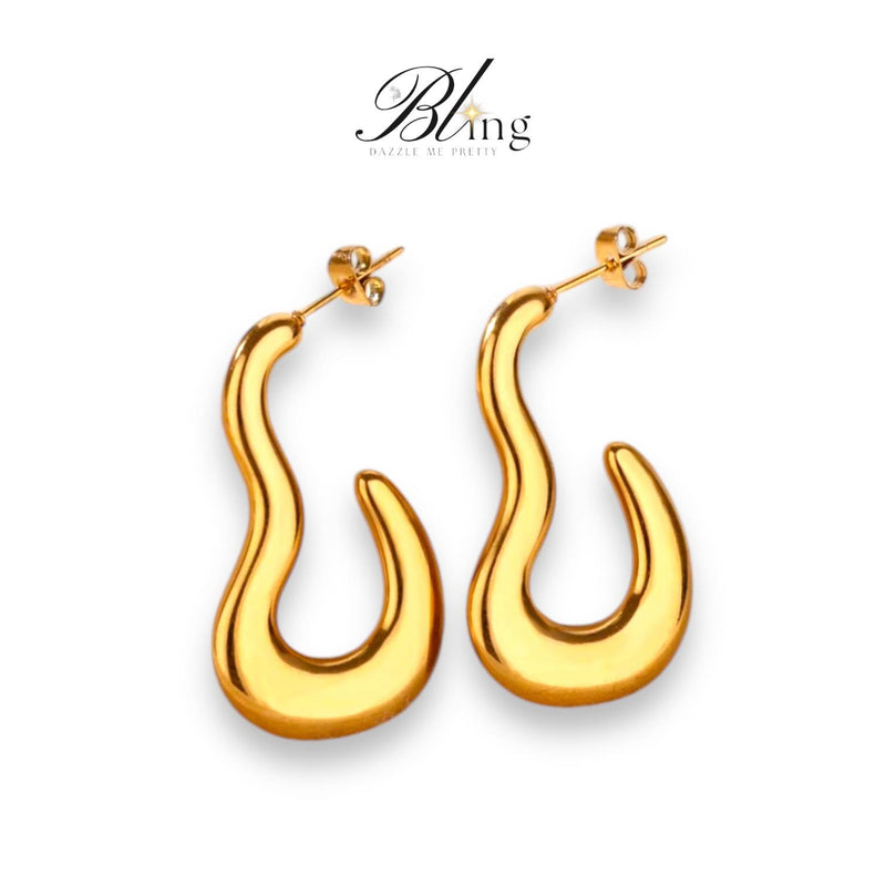 BLING Abstract Gold Plated Stainless Steel Fashion Earrings