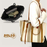 BOLSO Gradient Stripes Large Canvas Tote Bag