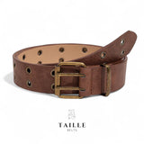 TAILLE Boho Vintage Double Row Punched Holes Belt