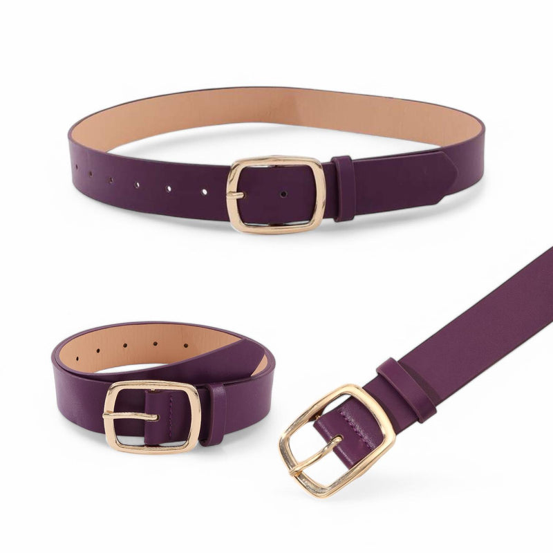 TAILLE Colored Leather Gold Buckle Dressy Leather Belt