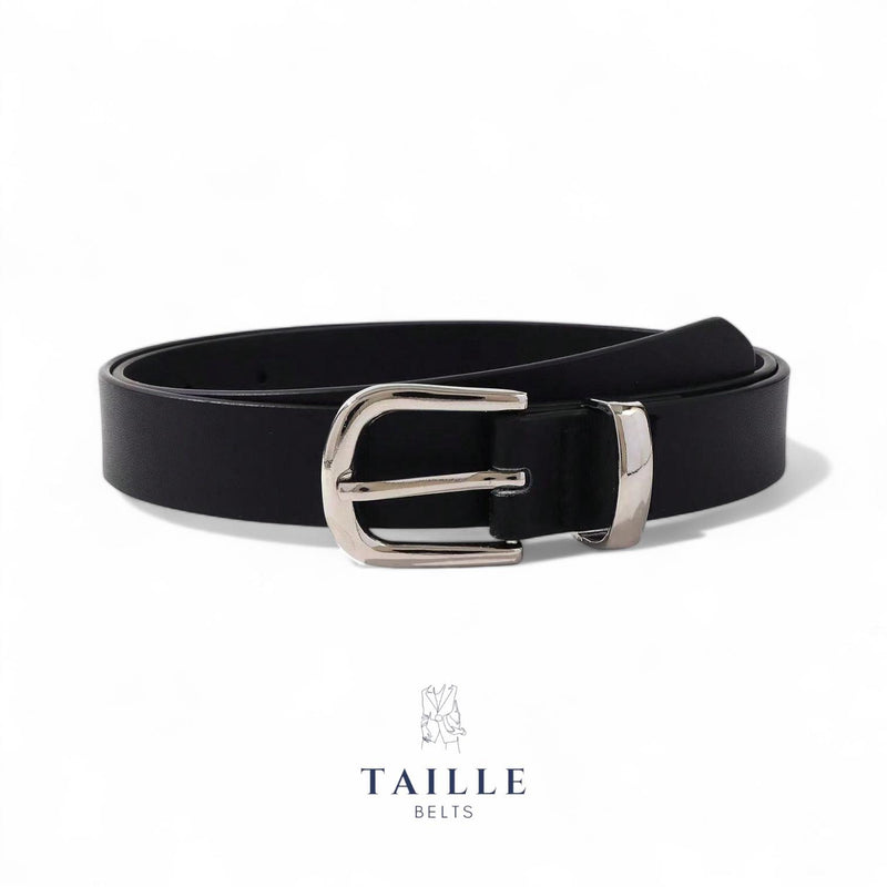 TAILLE Classic Silver Buckle Slim Belt