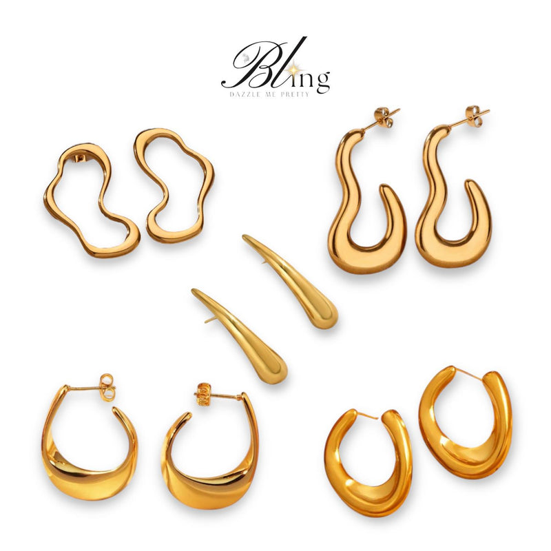 BLING Abstract Gold Plated Stainless Steel Fashion Earrings