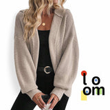 LOOM Hooded Knitted Cardigan Open Loose Long Sleeve Sweater