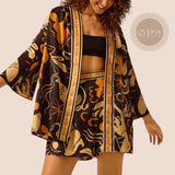 GYPSY Boho Abstract Print Loose Short Kimono