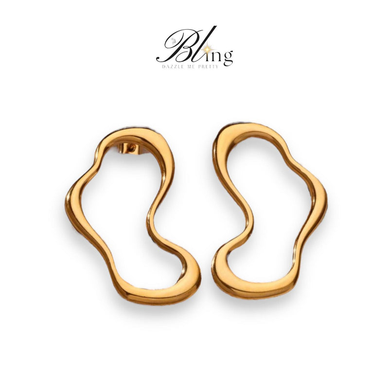 BLING Abstract Gold Plated Stainless Steel Fashion Earrings