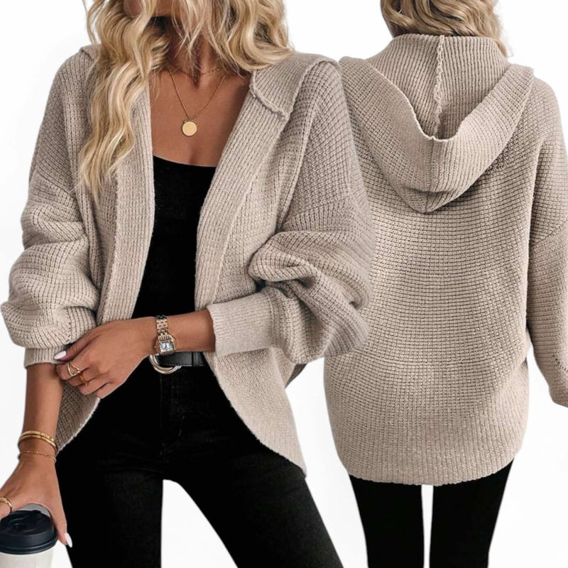 LOOM Hooded Knitted Cardigan Open Loose Long Sleeve Sweater