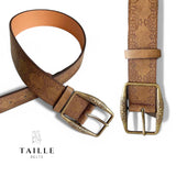 TAILLE Boho Vintage Engraved Pattern Buckle Leather Belt