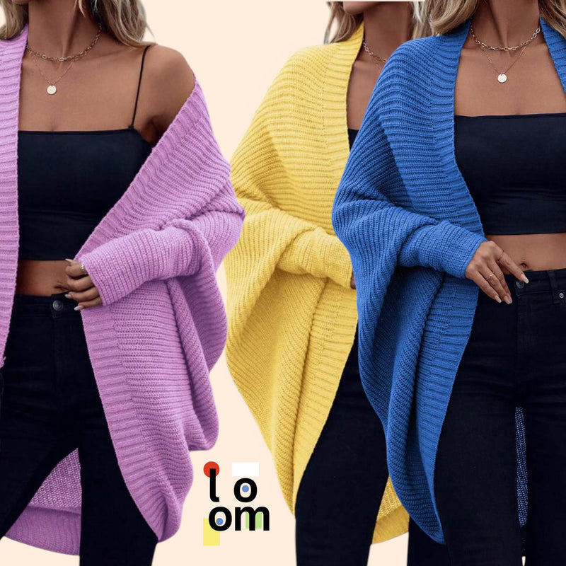 LOOM Daily Knitted Colored Batwing Long Sleeve Cardigan