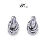 BLING 1Pair Bespoke 18k Plated Stainless Steel Earrings Silver Gold