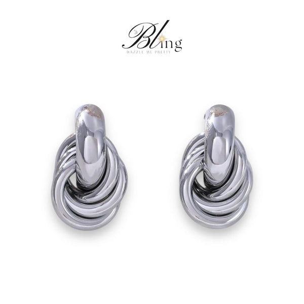 BLING 1Pair Bespoke 18k Plated Stainless Steel Earrings Silver Gold