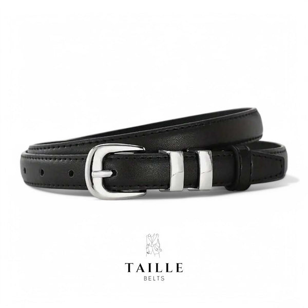 TAILLE Silver Buckle Decor Classic Slim Belt