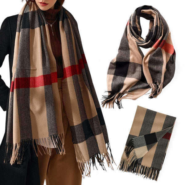 WRAP Plaid Pattern Warm Rectangular Tassel Scarf Shawl