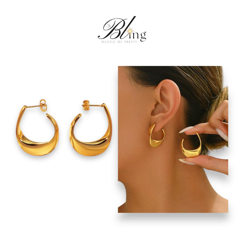 BLING Abstract Gold Plated Stainless Steel Fashion Earrings