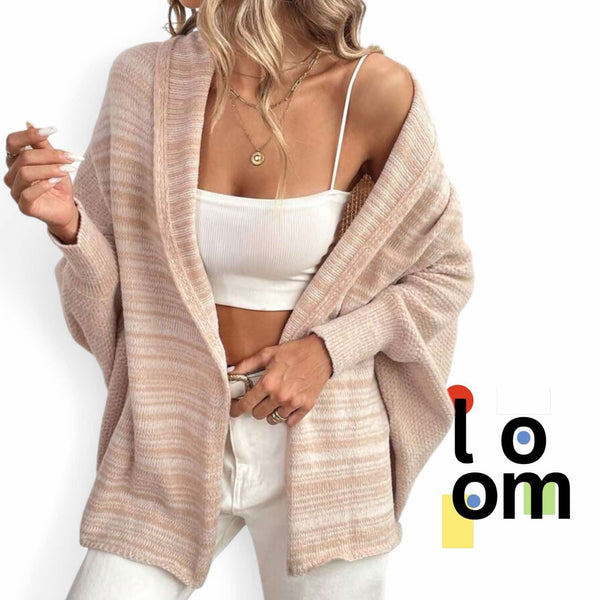 LOOM Pink Gradient Knitted Loose Cardigan Long Sleeve Open Sweater