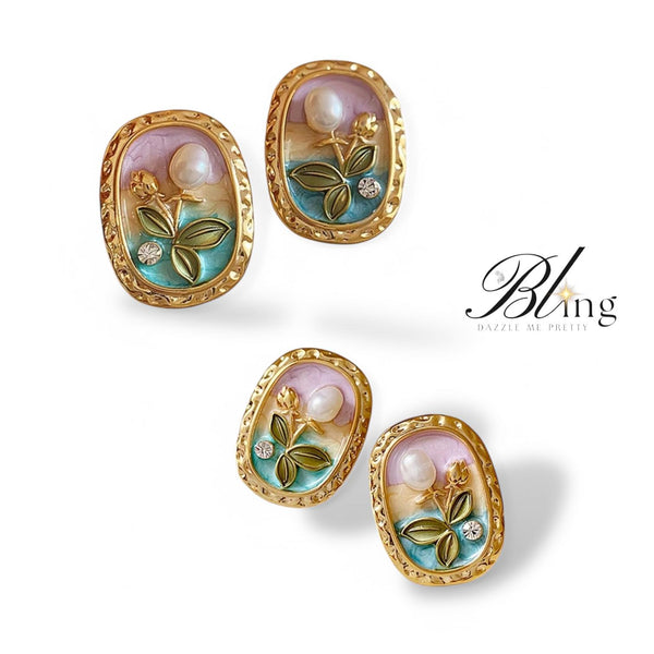 BLING Colored Vintage Baroque Pair of Earrings