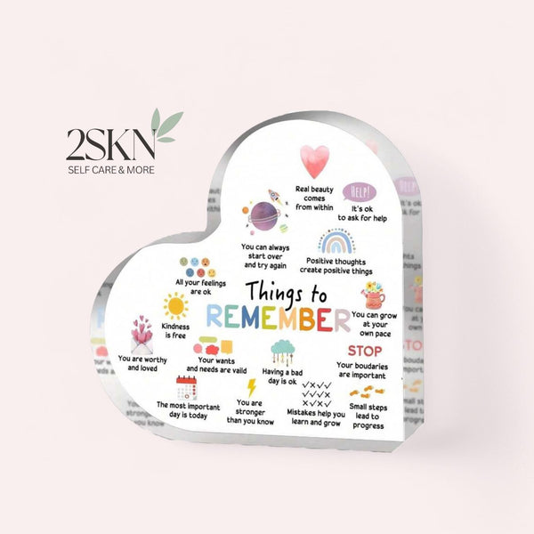 2SKN Heart Acrylic Quotes Reminder Printed Affirmations for Gift